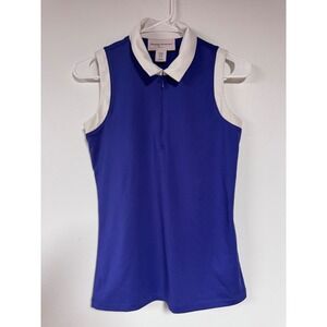 Tommy Bahama Golf Women XS Sleeveless Polo Shirt Royal Blue White Quarter Zip